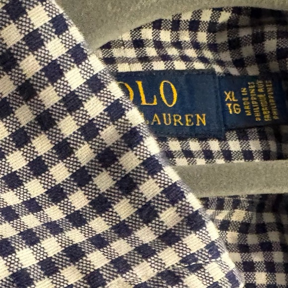 Men’s Polo Ralph Lauren Navy Blue White Mini Check Button-Down Shirt Size XL TG - Picture 3 of 3
